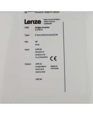 Lenze Single-Inverter i700 E70ACMSE0324SA1ETR 13420232 GEB