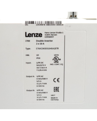 Lenze Double-Inverter i700 E70ACMSE0104SA2ETR 13539878 GEB