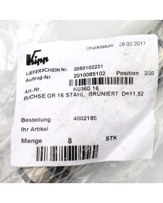 Kipp Buchse K0360.16 (8Stk.) OVP