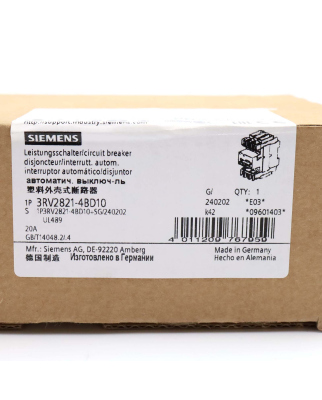 Siemens Leistungsschalter 3RV2821-4BD10 OVP