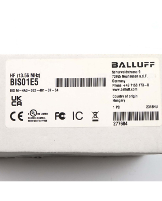 Balluff HF-Schreib-/Lesekopf BIS01E5 BIS M-4A3-082-401-07-S4 OVP