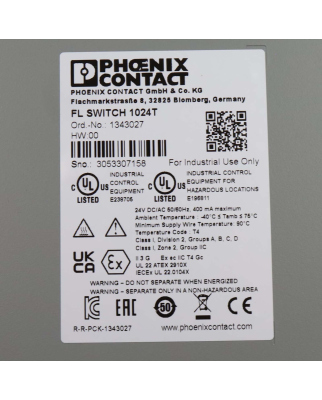 Phoenix Contact Ethernet Switch FL SWITCH 1024T 1343027 NOV