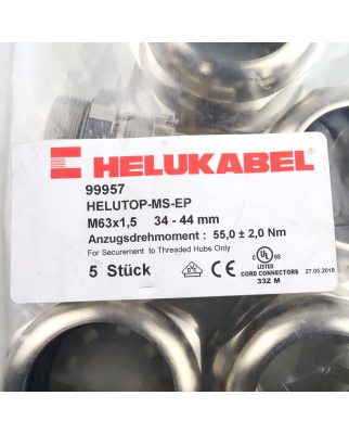 HELUKABEL Kabelverschraubung MS-EP M63x1,5 99957 (5Stk.) OVP