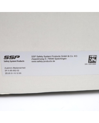 SSP Zustimm-/Bedieneinheit SP-X-85-902-02 01-10 12 00 OVP