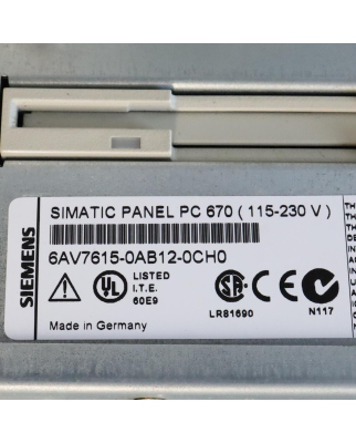 SIMATIC Panel PC670 6AV7615-0AB12-0CH0 Vers.02 GEB