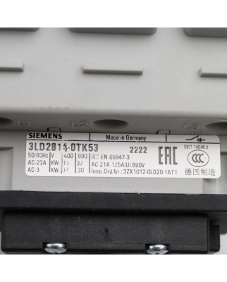 Siemens Haupt-/NOT-AUS-Schalter 3LD2814-0TK53 OVP