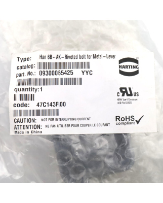 Harting Abdeckkappe Han 6B-AK-Nietbolzen 09300065425 OVP