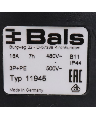 BALS Wandsteckdose Typ 11945 7h 480V-500V NOV