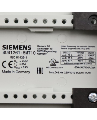 Siemens Sammelschienenadapter 8US1261-6MT10 OVP