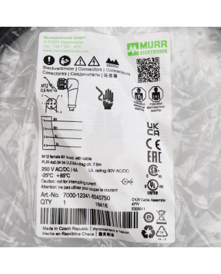 MURR ELEKTRONIK Verbindungskabel M12 Bu. freies Ltg-ende 7000-12341-6340750 OVP