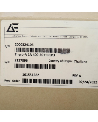 Advanced Energy Thyristor-Leistungssteller THYRO-A 1A 400-30 H RLP3 REV:A OVP