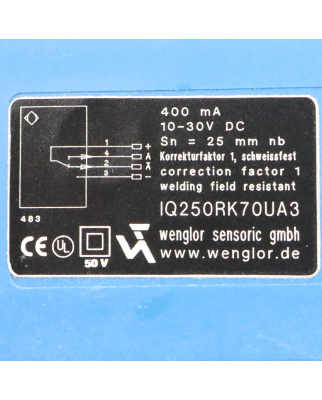Wenglor induktiver Näherungsschalter IQ250RK70UA3 GEB