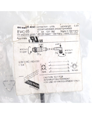 ifm Verbindungskabel EVC235 VDOAF040MSS00,3H04STGH040MSS OVP