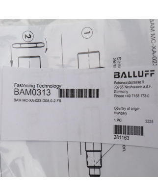 Balluff Klemmhalter BAM0313 BAM MC-XA-023-D08,0-2-FS OVP