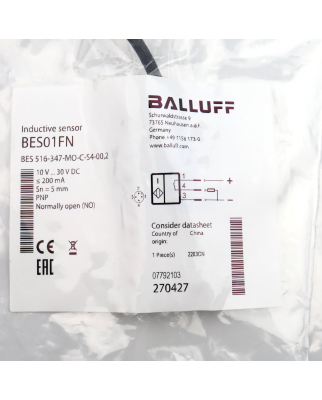 Balluff Induktiver Näherungsschalter BES01FN BES...