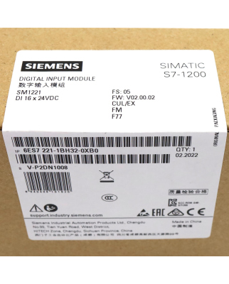 Simatic S7-1200 SM1221 6ES7 221-1BH32-0XB0 FS:05 FW:V02.00.02 SIE