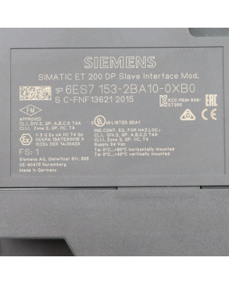 Simatic S7 ET200M 6ES7 153-2BA10-0XB0 FS:01/FW:V6.0.2 GEB