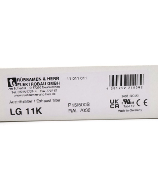 Rübsamen&Herr Austrittsfilter LG 11K OVP