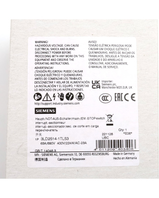 Siemens Lasttrennschalter 3LD2514-1TL53 OVP