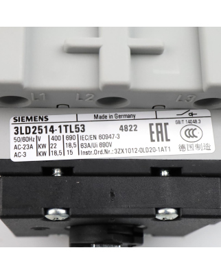 Siemens Lasttrennschalter 3LD2514-1TL53 OVP