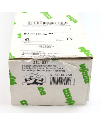 WAGO 3-Leiter-Schutzleiterklemme 281-637 (99Stk.) OVP