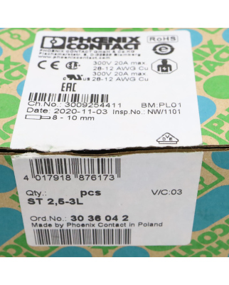 Phoenix Contact Mehrstockklemme ST 2,5-3L 3036042 (28Stk.) OVP