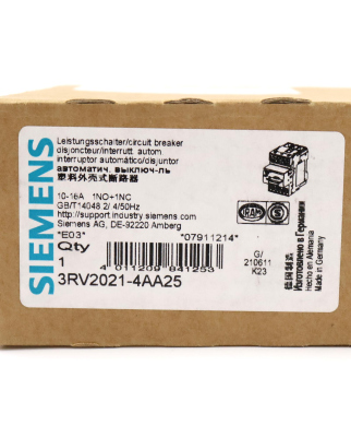 Siemens Leistungsschalter 3RV2021-4AA25 OVP