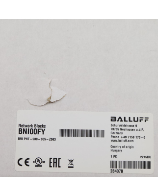 Balluff Netzwerk-Modul BNI00FY BNI PNT-538-005-Z063 OVP