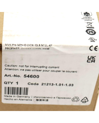MURR ELEKTRONIK Kompaktmodul MVK Pro MPNIO DIO8 IOL8 M12L 4P 54600 SIE