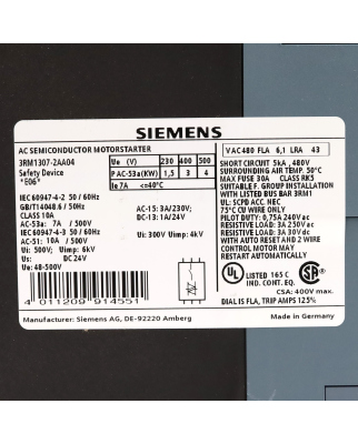 Siemens Wendestarter 3RM1307-2AA04 OVP