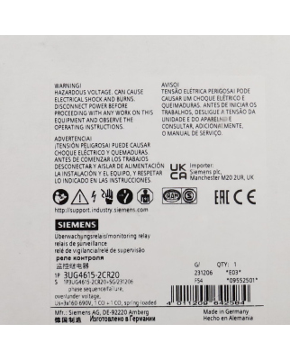 Siemens Sirius Überwachungsrelais 3UG4615-2CR20 OVP