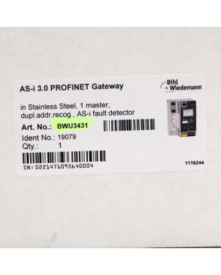 Bihl+Wiedemann ASi-3 PROFINET Gateway BWU3431 OVP