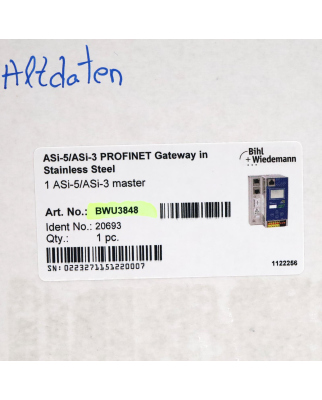 Bihl+Wiedemann ASi-5/ASi-3 PROFINET Gateway BWU3848 OVP