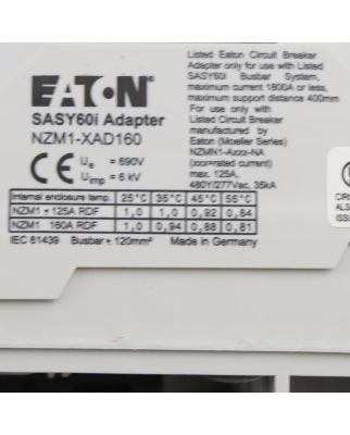 EATON Sammelschienen-Adapter NZM1-XAD160 104554 OVP