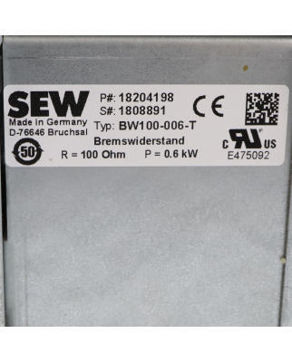 SEW Eurodrive Bremswiderstand BW100-006-T 18204198 NOV