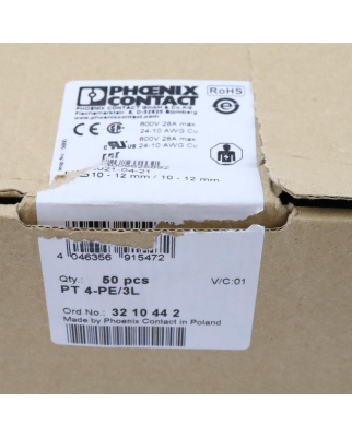 Phoenix Contact Mehrstockklemme PT 4-PE/3L 3210442 (50Stk.) OVP