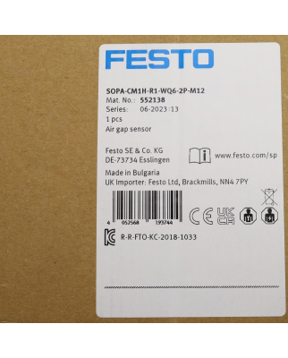 Festo Luftspaltsensor SOPA-CM1H-R1-WQ6-2P-M12 552138 OVP