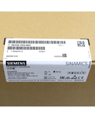 Sinamics Single Motor Module S120 6SL3120-1TE23-0AC0...