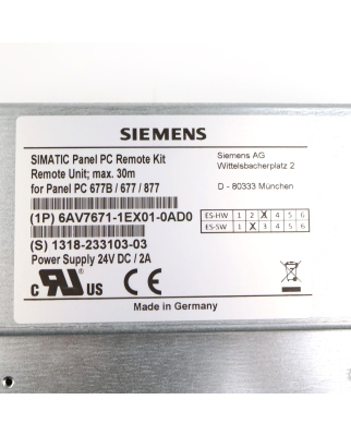 Simatic Panel PC Remote-Kit 6AV7671-1EX01-0AD0 OVP