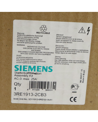Siemens Gehäuse 3RE1913-2CB3 OVP