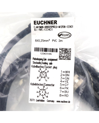 Euchner Anschlussleitung C-M12M08-08X025PV02,0-M12F08-123431 123431 OVP