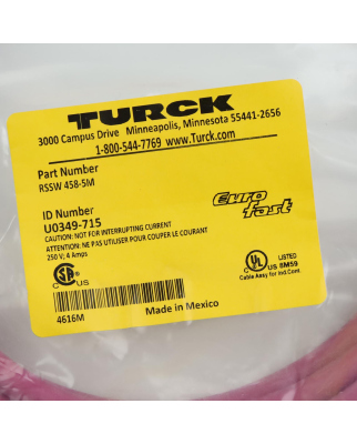 Turck PROFIBUS-Leitung RSSW458-5M U0349-715 OVP