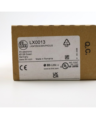 ifm Füllstandsensor LX0013 LK0472B-B-00KVPKG/US OVP