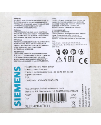 Siemens Lasttrennschalter 3LD5420-0TK11 OVP