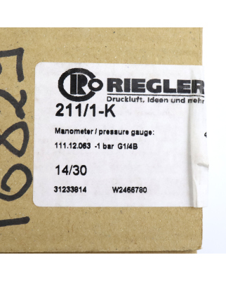 Riegler Manometer 211/1-K 101747  OVP