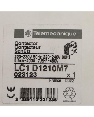 Telemecanique Schütz LC1D1210M7 023123 OVP