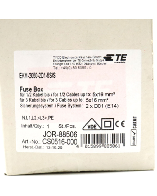 Tyco Electronics Sicherungskasten EKM-2050-2D1-5S/S CS0516-000 OVP
