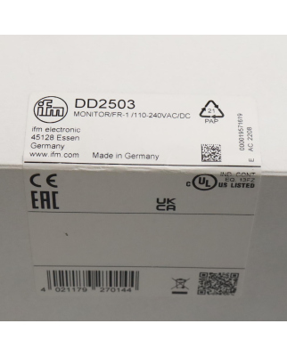 ifm Auswerteeinheit DD2503 MONITOR/FR-1/110-240VAC/DC OVP