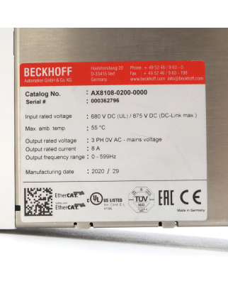 Beckhoff Einachsmodul AX8108-0200-0000 GEB
