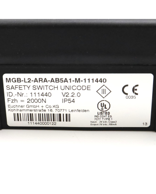 Euchner Zuhaltemodul MGB-L2-ARA-AB5A1-M-111440 111440 OVP